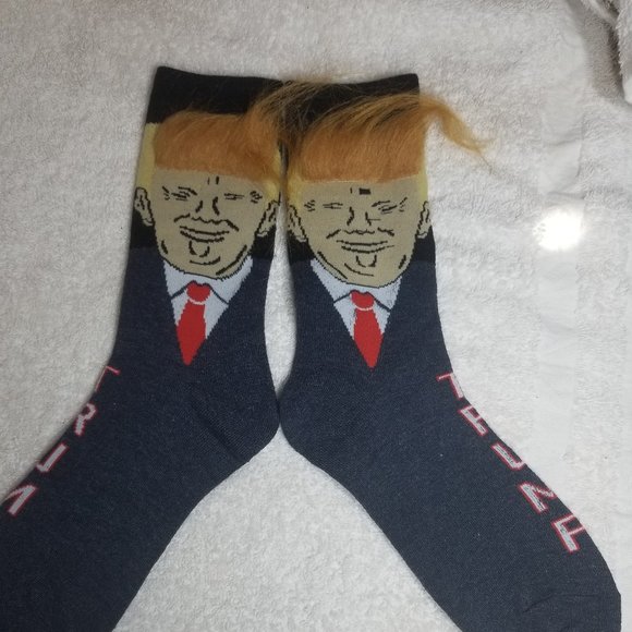 FlorasFantasies Other - Donald Trump Funny Navy Blue Socks 3D Hair